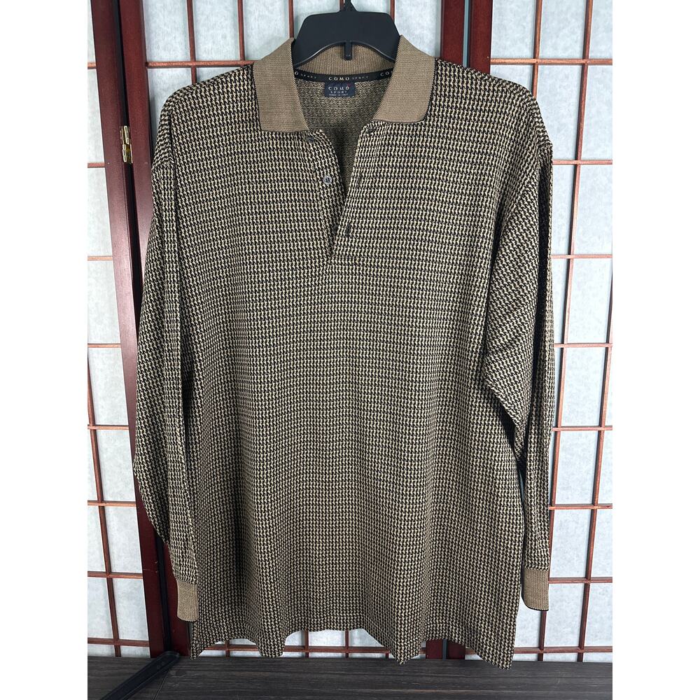 Como Sport Men's long sleeve shirts/loose knit cooling black and gold size large